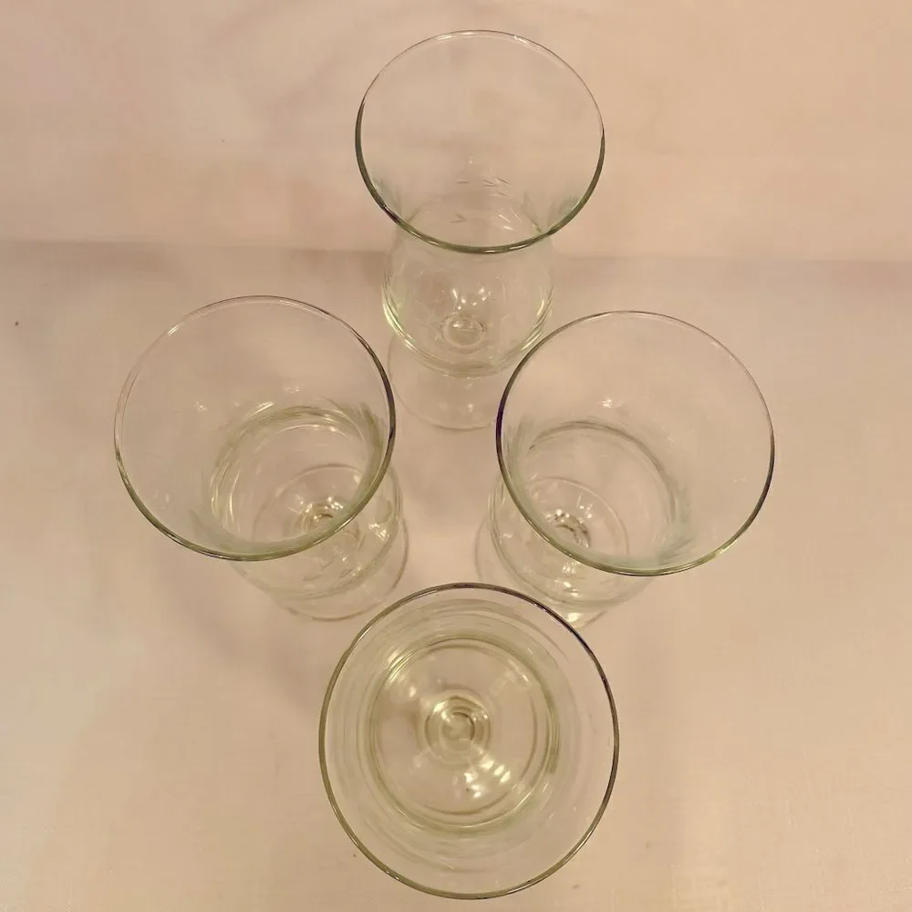 4 VINTAGE PRINCESS HOUSE HURRICANE GLASSES IN HERITAGE PATTERN LIKE NEW